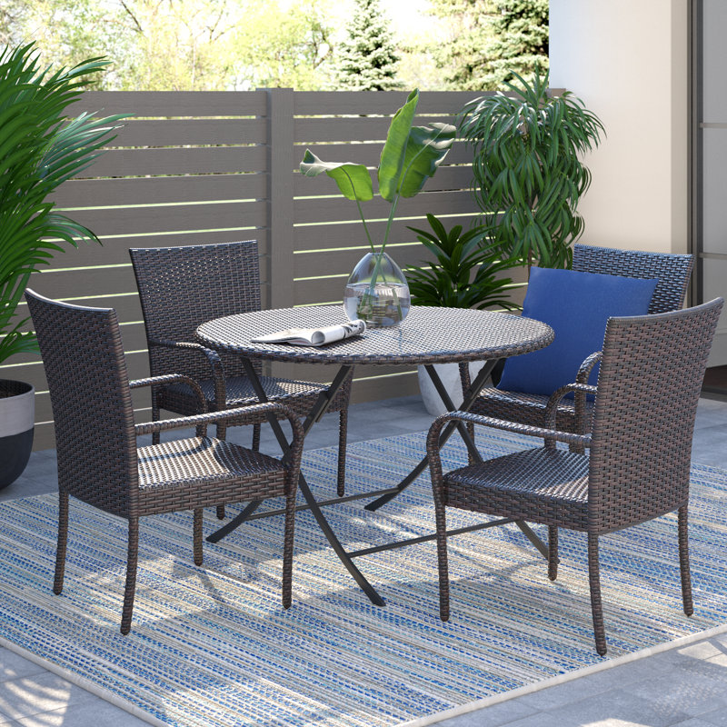 Wade Logan Annalysa Alysta Outdoor Wicker 5 Piece Dining Set Reviews Wayfair
